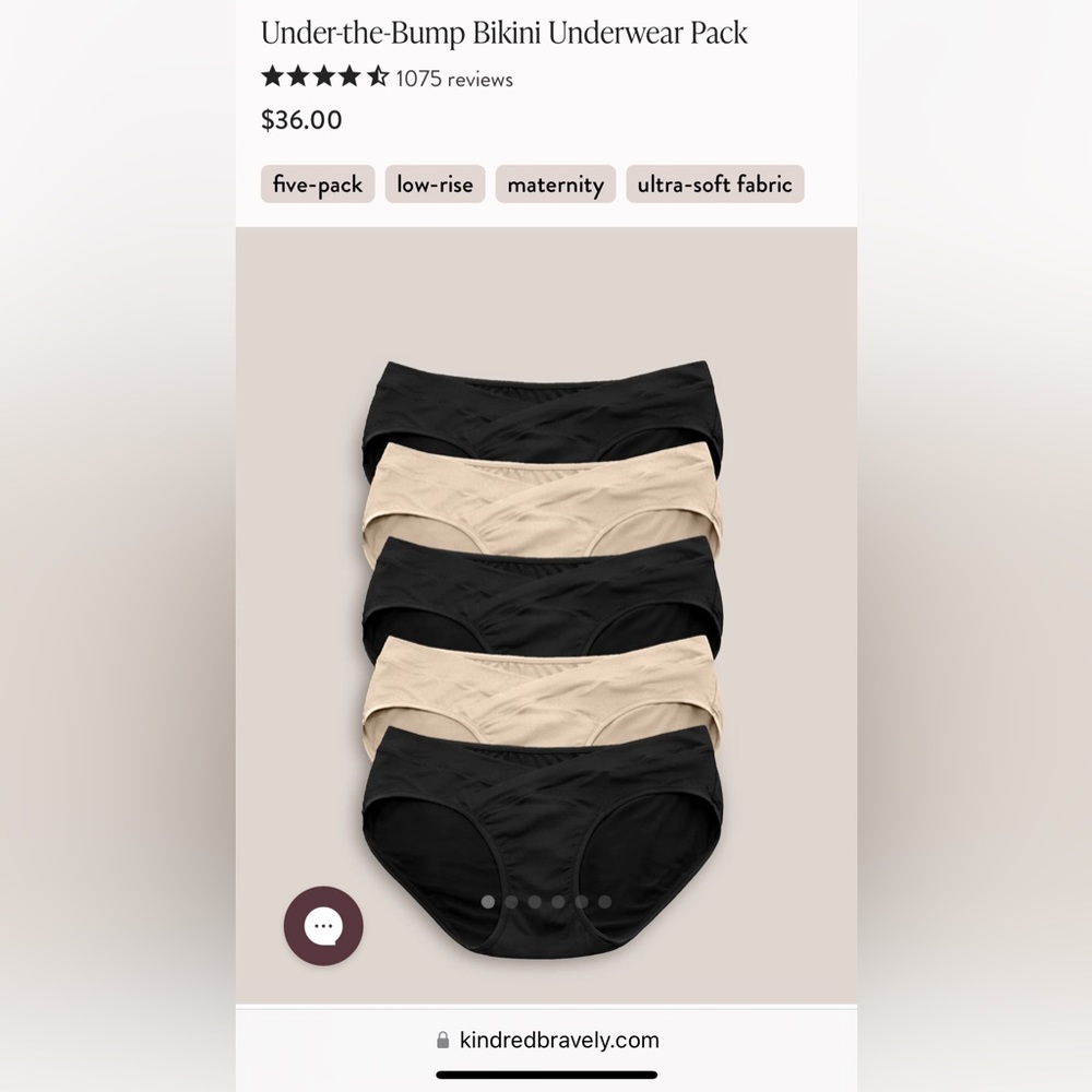 Kindred Bravely Under The Bump underwear. Neutral colors. Size Small